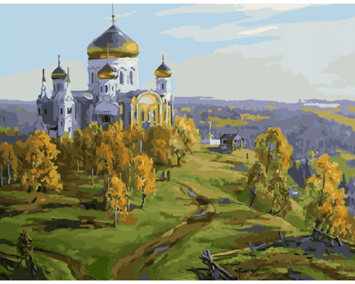 пейзаж с церковью живопись фото
