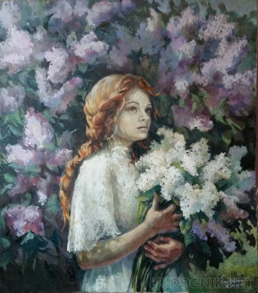 девушка и сирень картины живопись фото