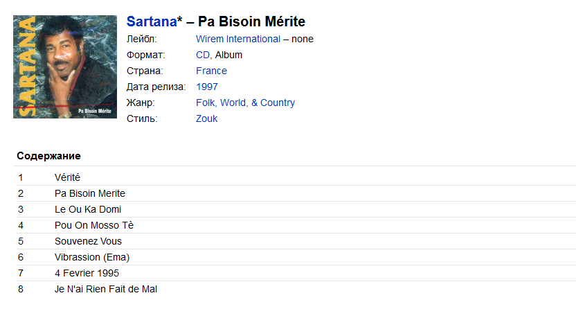 Sartana* - Pa Bisoin Mérite (1997, CD) | Discogs S1200