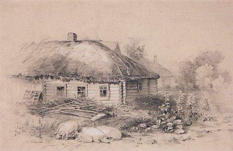 алексей кондратьевич саврасов пейзаж с избушкой, 1866 фото