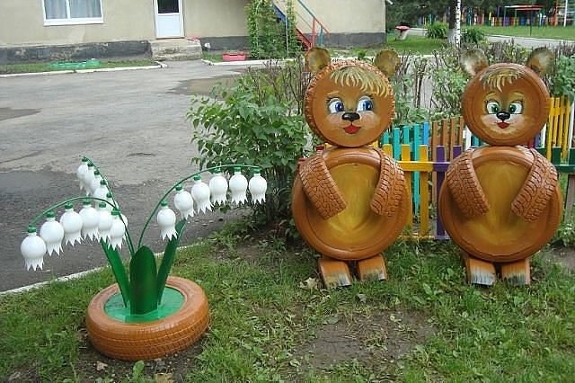 поделки из шин для сада фото