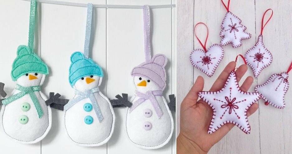 новогодние игрушки из фетра фото