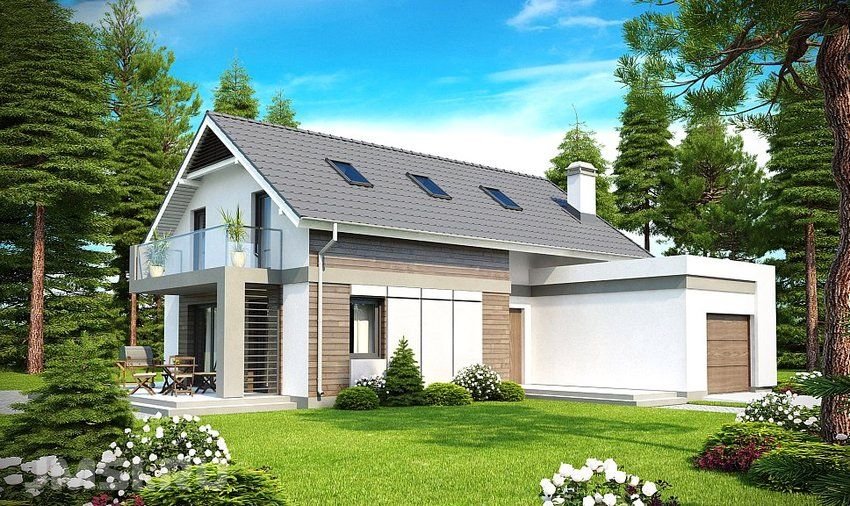 дом с мансардой и террасой и гаражом 150м2 фото