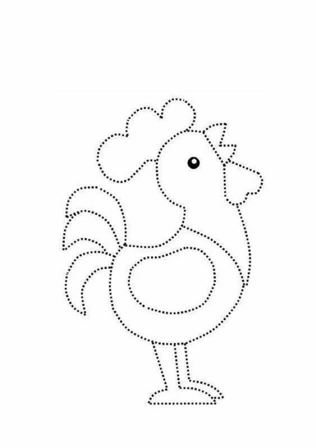 Картинка петуха по контуру