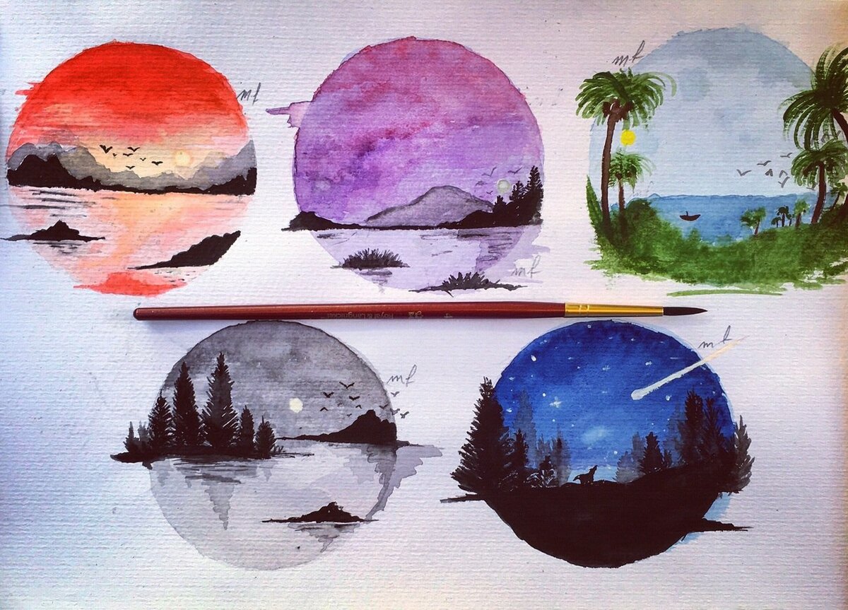 рисунки с акварелью легкие фото