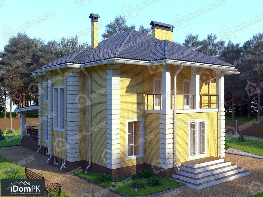 проекты двухэтажных домов из пеноблоков с эркером фото