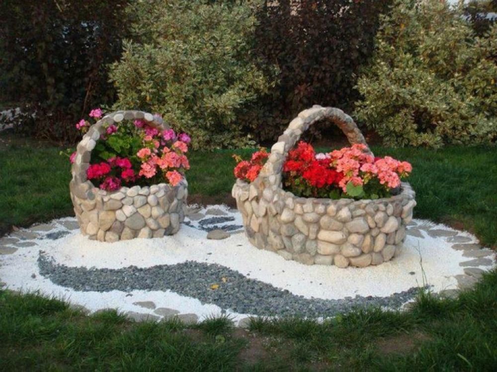 корзина из камней своими руками для сада фото