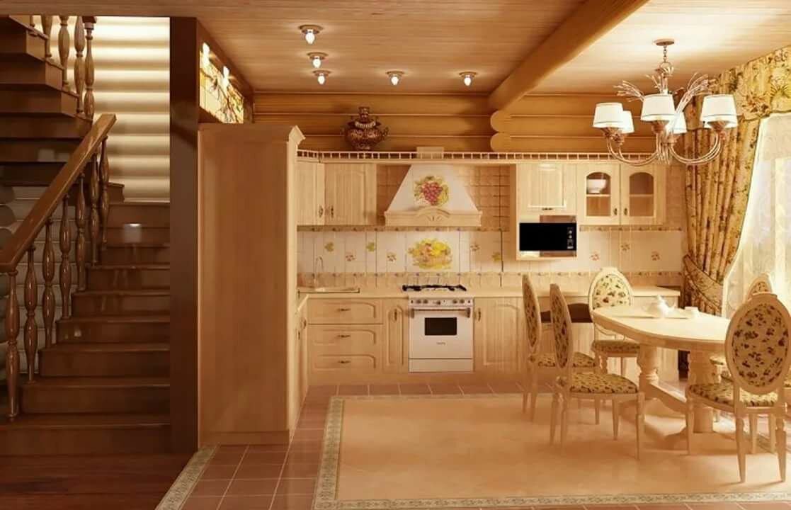кухни в деревянном доме фото