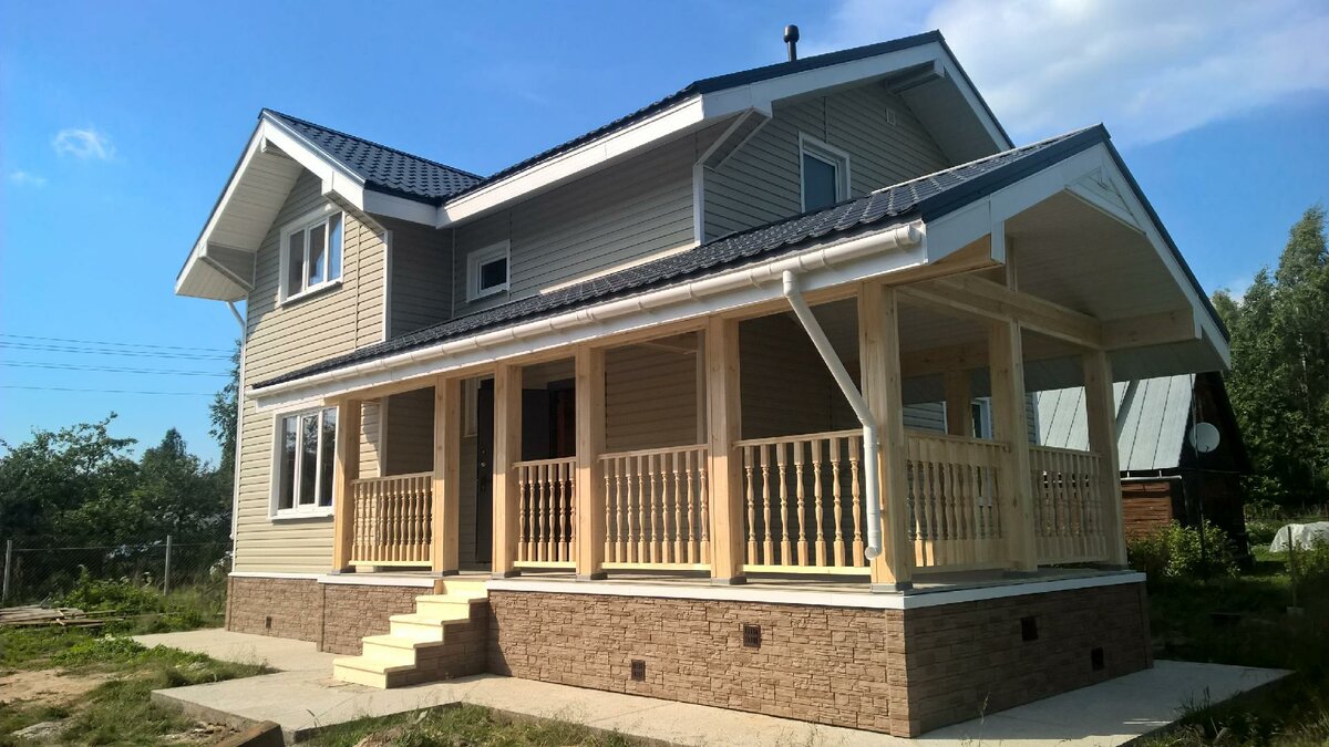 Каркасный дом в Тихорецке веранда