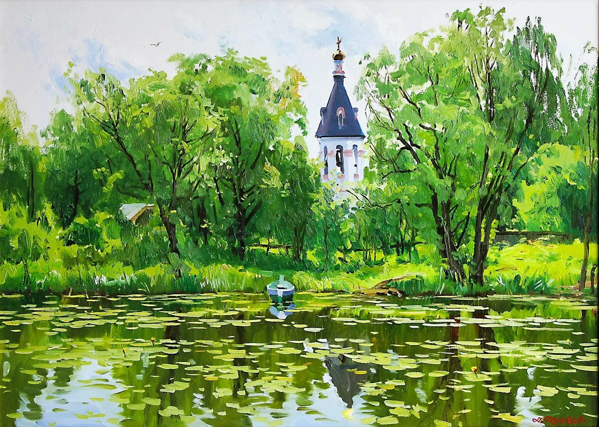 Картина пейзаж с церковью: фото, изображения и картинки
