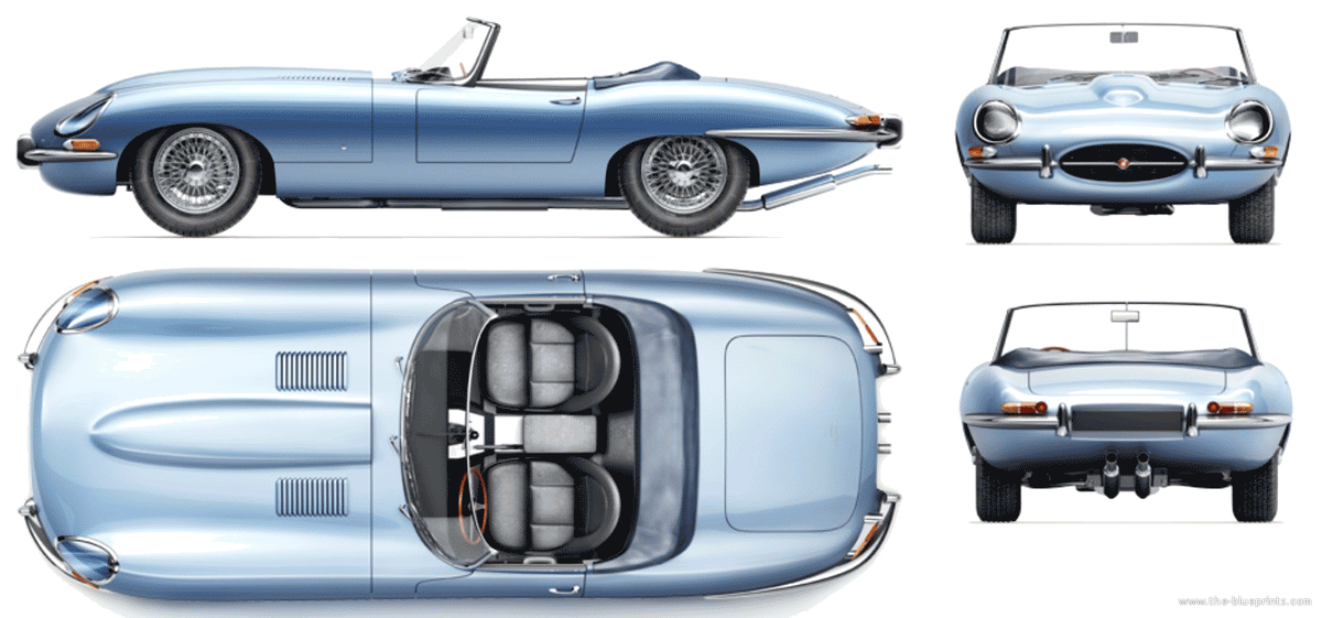 чертеж jaguar e-type roadster фото