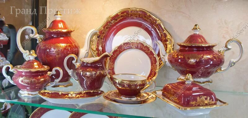 чайный сервиз катарина красный фото