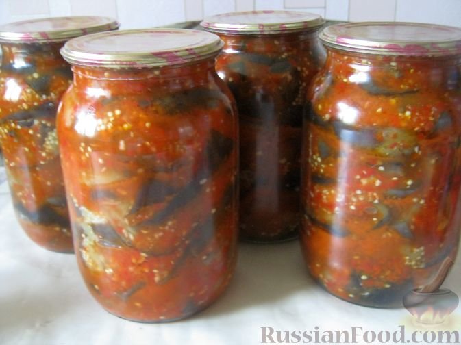 салат из баклажанов на зиму тещин язык фото