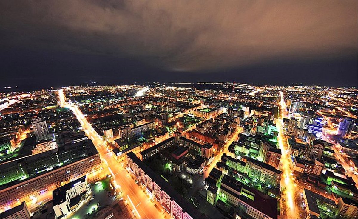 ночной екатеринбург с высоты высоцкого фото