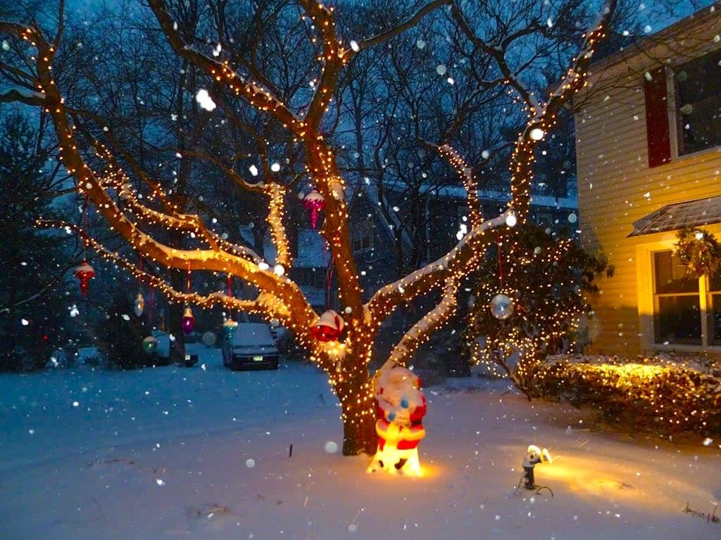 новогодние уличные гирлянды фото