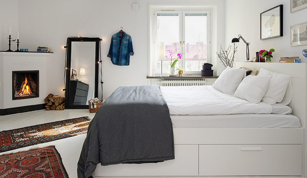 Спальня в скандинавском стиле смотрится особенно привлекательно, уютно и лаконично.