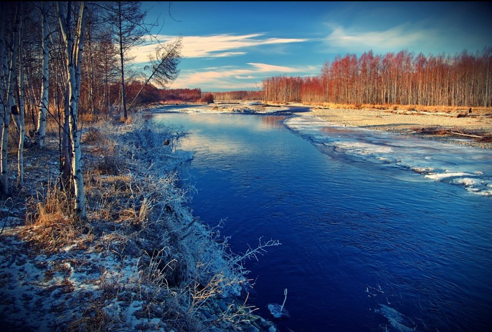 красоты зимы картинки река фото