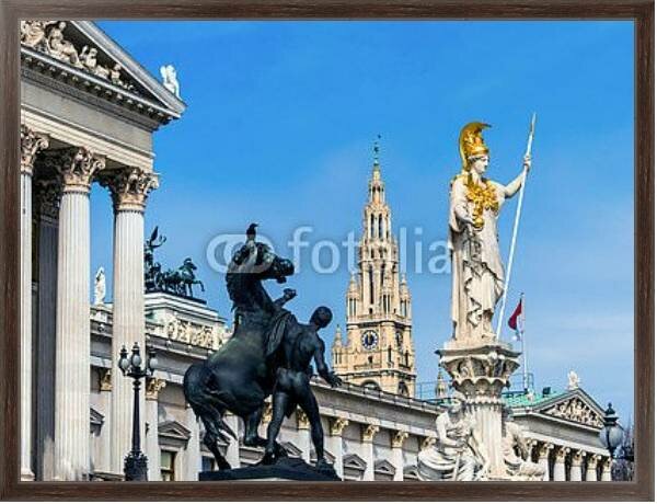 статуя афины паллады парламент, вена, австрия фото