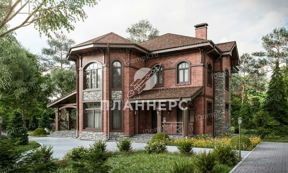 проект коттеджа до 300 м2 из кирпича фото