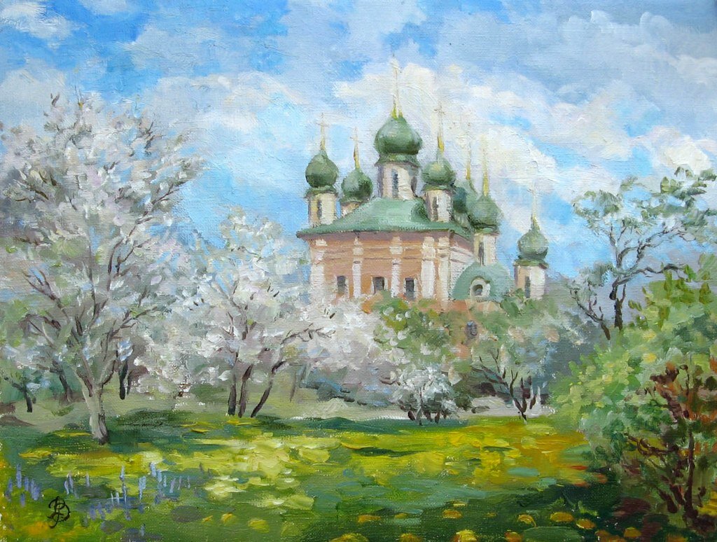 картины живопись природа с церковью фото