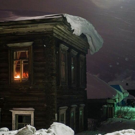 зимний вечер в деревне фото