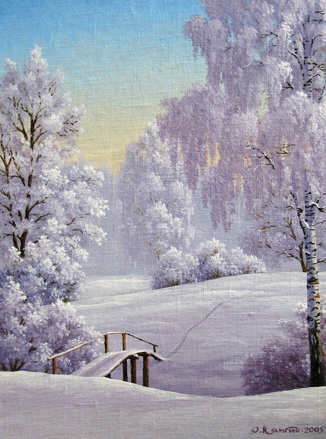 картина зимний пейзаж фото