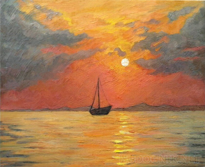 закат на море картина фото