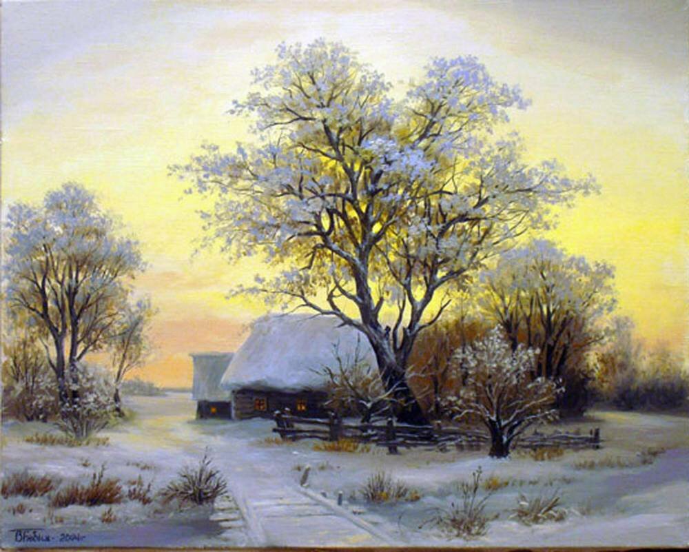 картина зимнее утро фото
