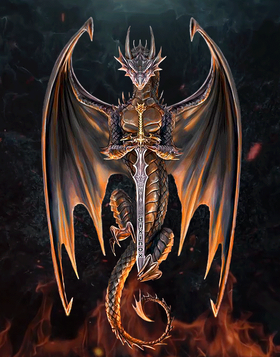 Анимация дракон с мечем