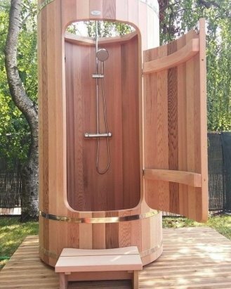 деревянный летний душ для дачи фото