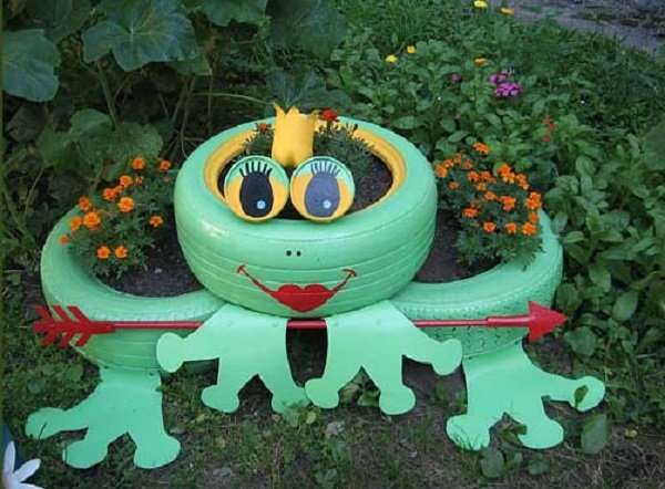 клумбы из покрышек фото