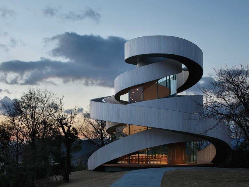часовня ribbon chapel (хиросима, япония) nap architects фото