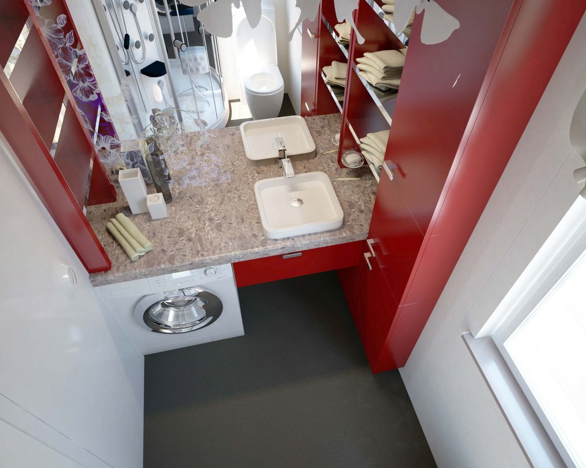 Игра контрастов: дизайн-проект бело-красной ванной — HD INTERIOR