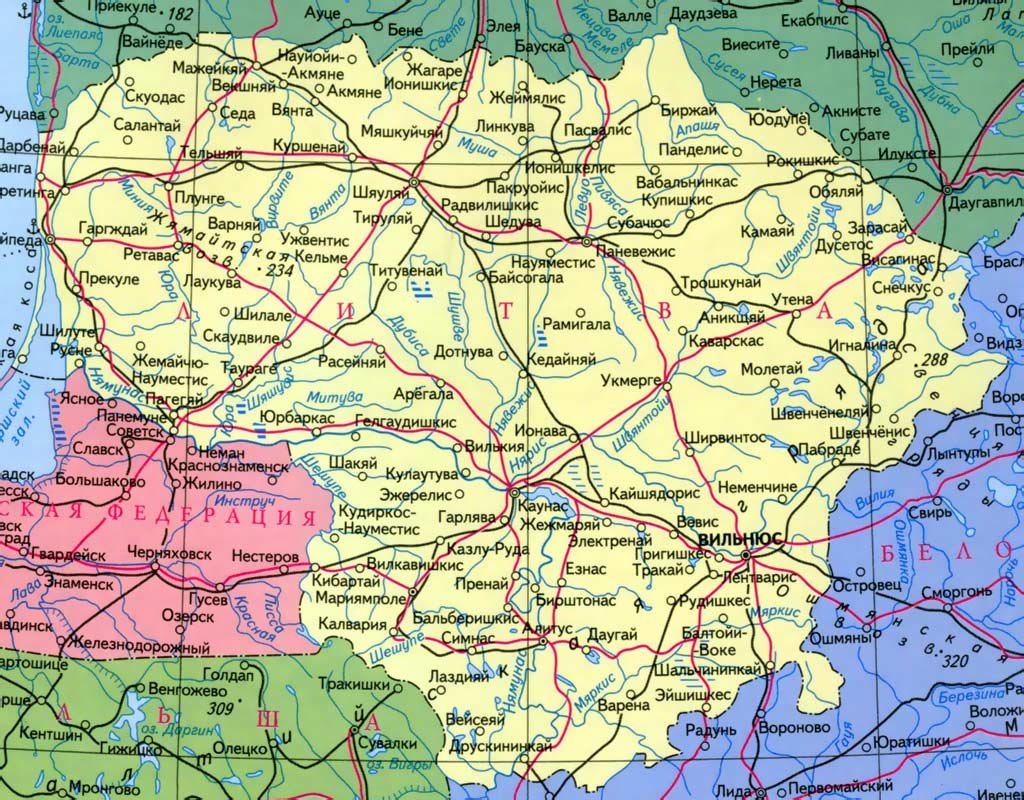 карта литвы фото