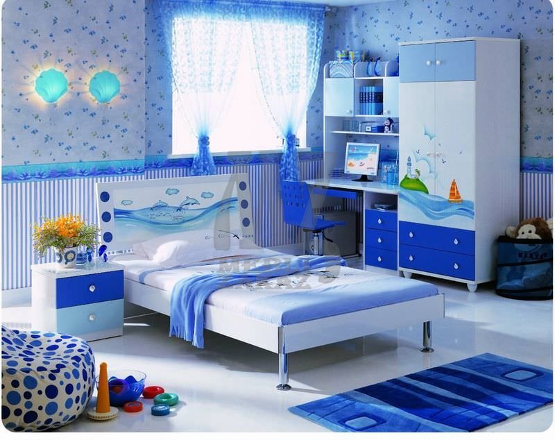 احدث ديكورات غرف نوم بالون ازرق s1200