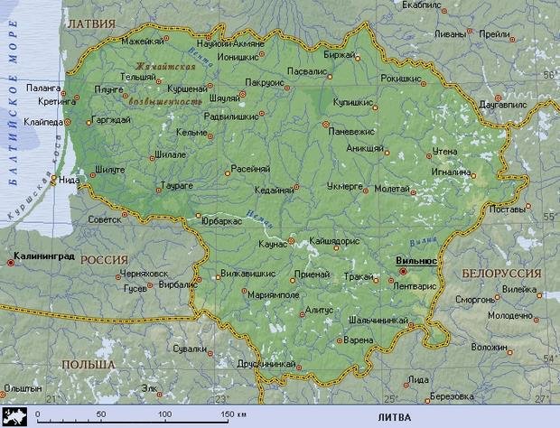 карта литвы фото