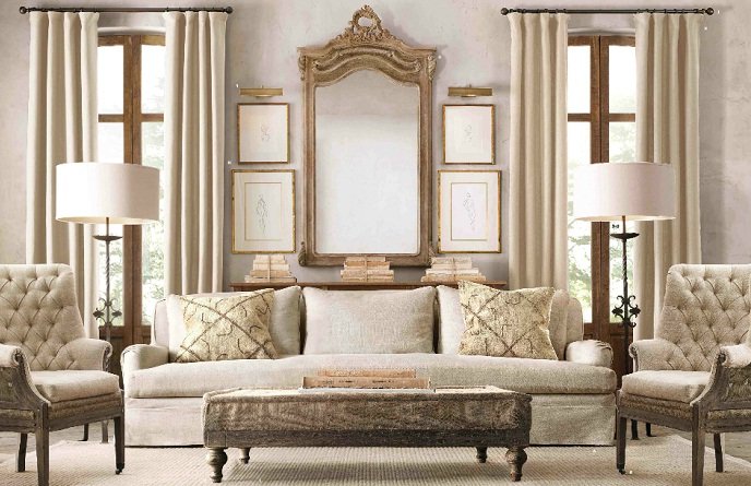 американский интерьер мебель restoration hardware фото