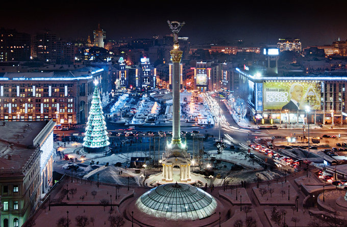 ночной киев майдан незалежности фото