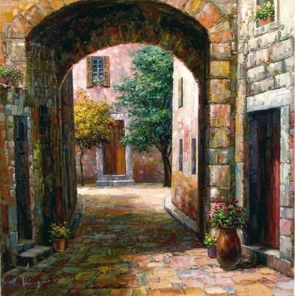 картина итальянский дворик фото