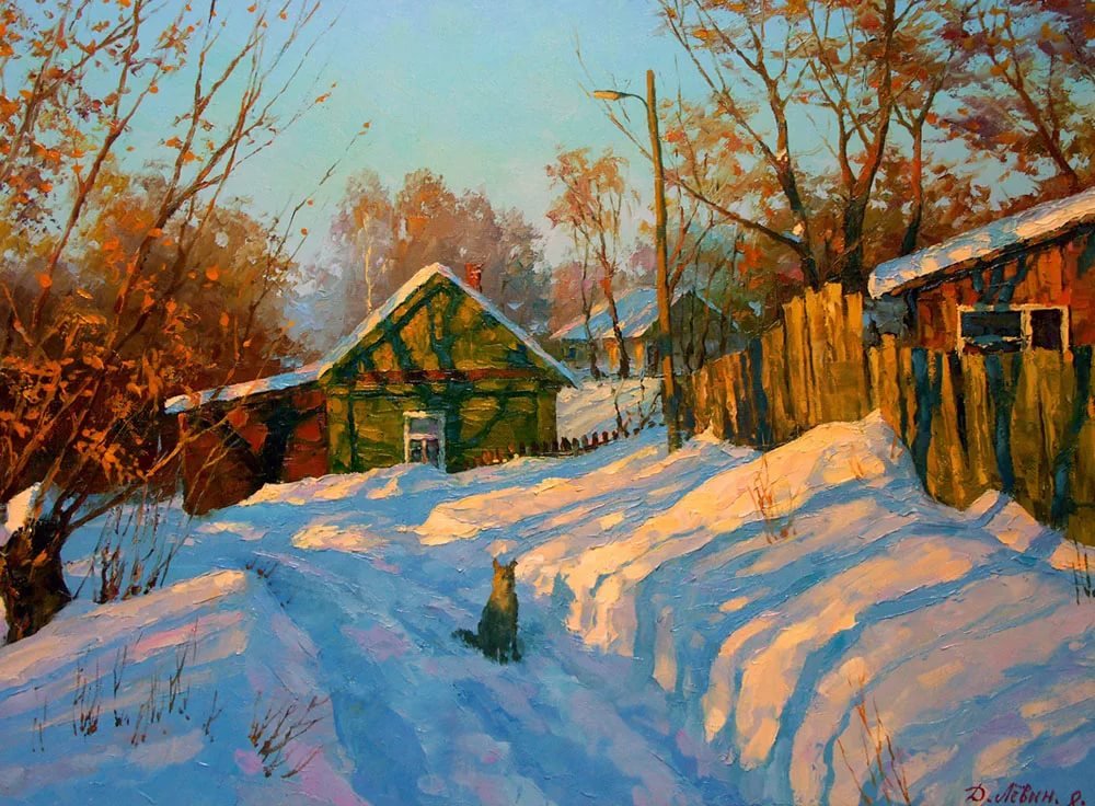 зимний пейзаж живопись фото