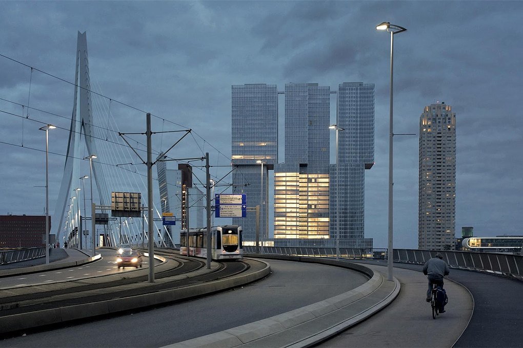 небоскреб de rotterdam (роттердам, нидерланды) фото
