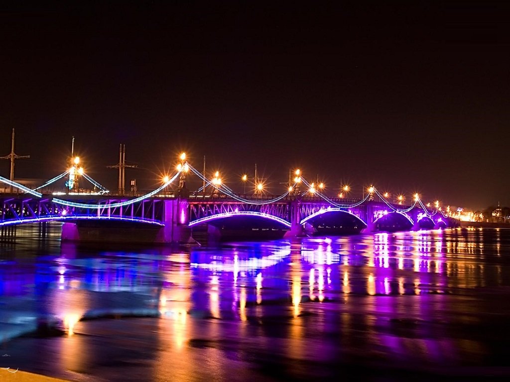 троицкий мост ночью фото