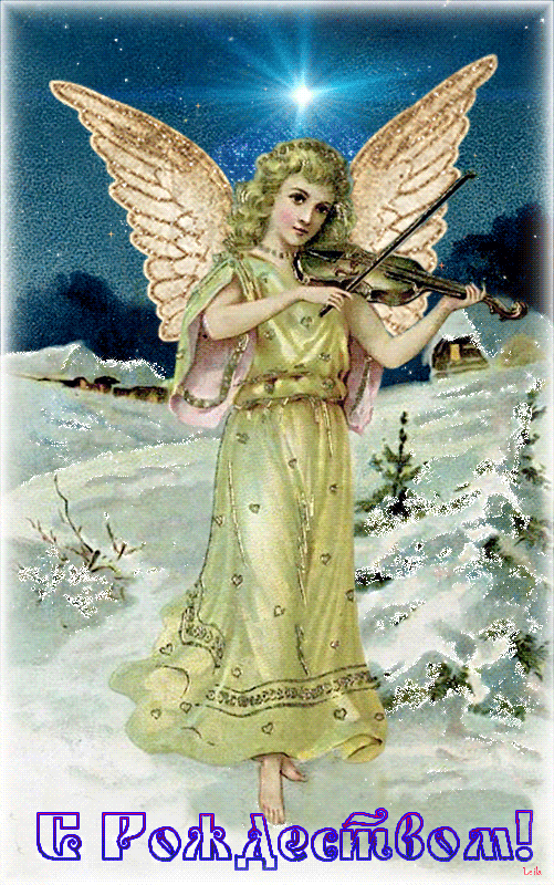 С Рождеством ! Ангел играет на скрипке