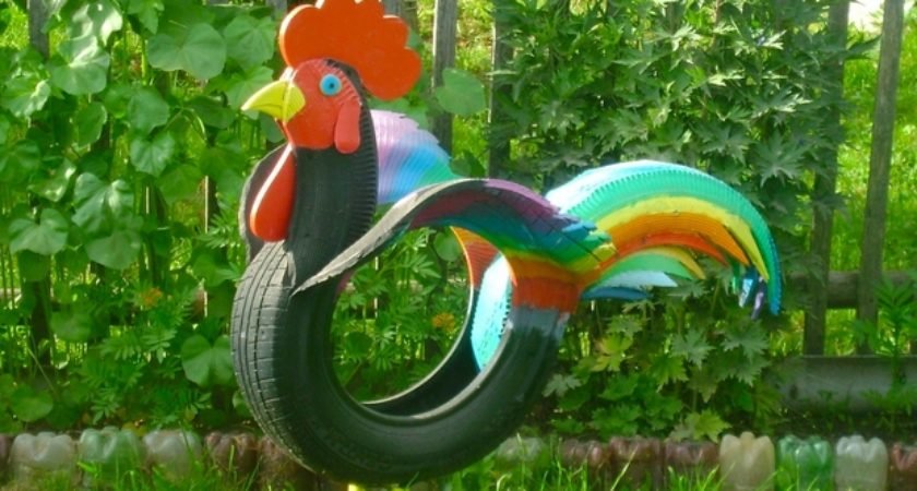 фигуры из шин для сада фото