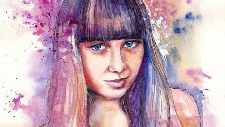 портрет девушки акварелью фото