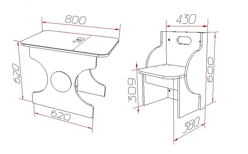 чертеж детского стола