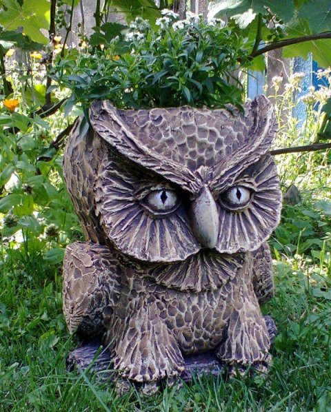 сова из бетона для сада фото