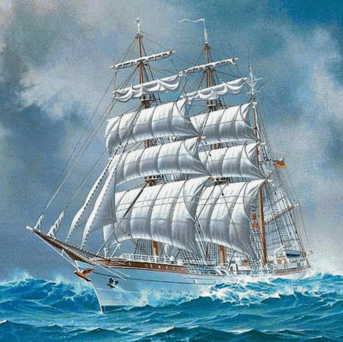 алмазная мозаика парусник в море фото