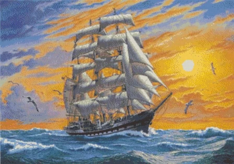 картина корабль в море фото