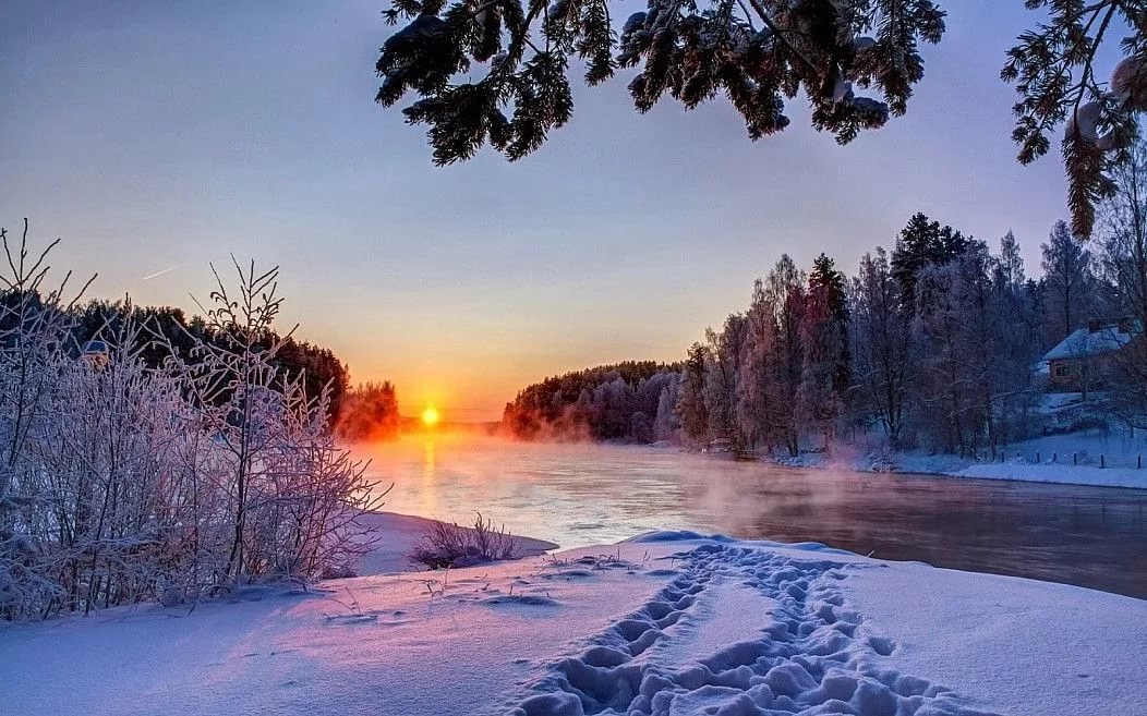 зимний рассвет фото